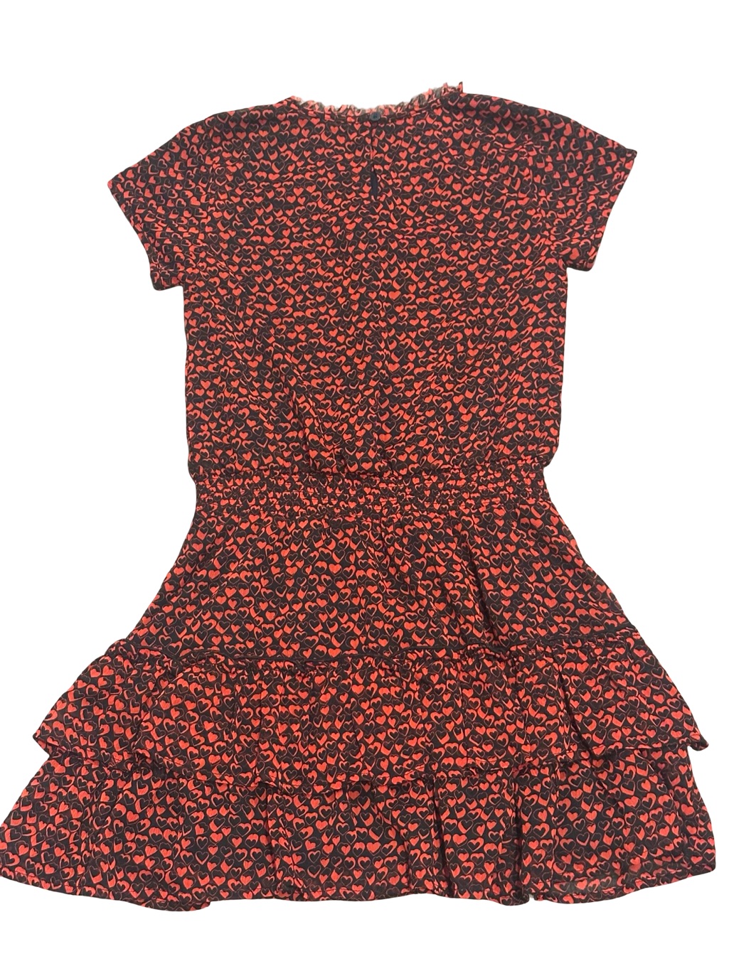 Euc Rockets Of Awesome Girls Size 10 Navy And Red Heart Print Tiered Dress — image 2 of 3